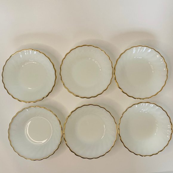 Vintage Swirl Golden Shell Lustre Small Fruit Dessert Bowls by Anchor Hocking - Picture 2 of 5